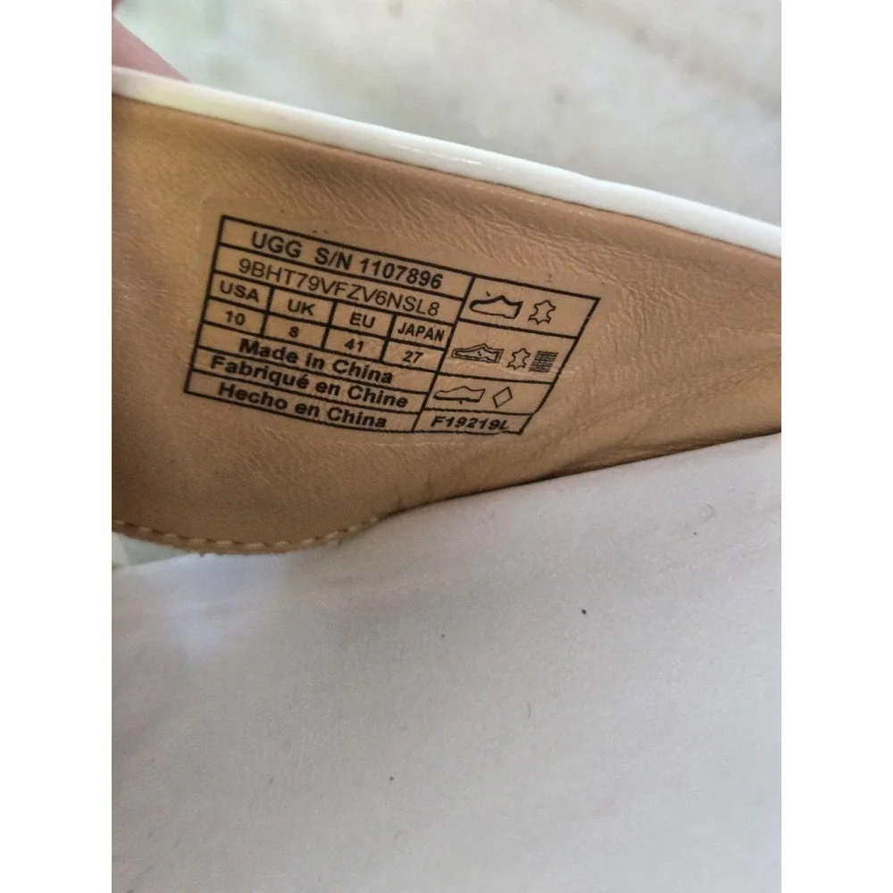 UGG Emily white leather criss cross‎ platform slide sandals 10 Beach Minimalist